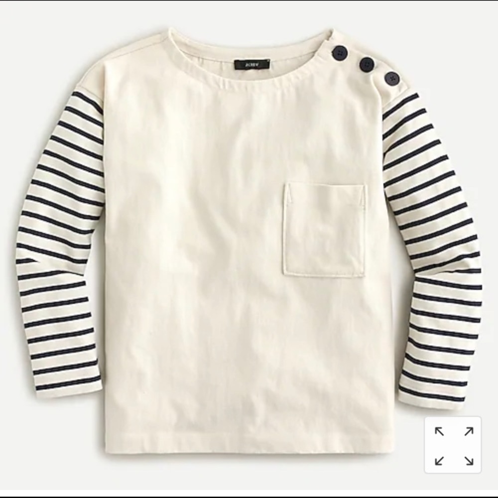 J. Crew Striped-sleeve boatneck